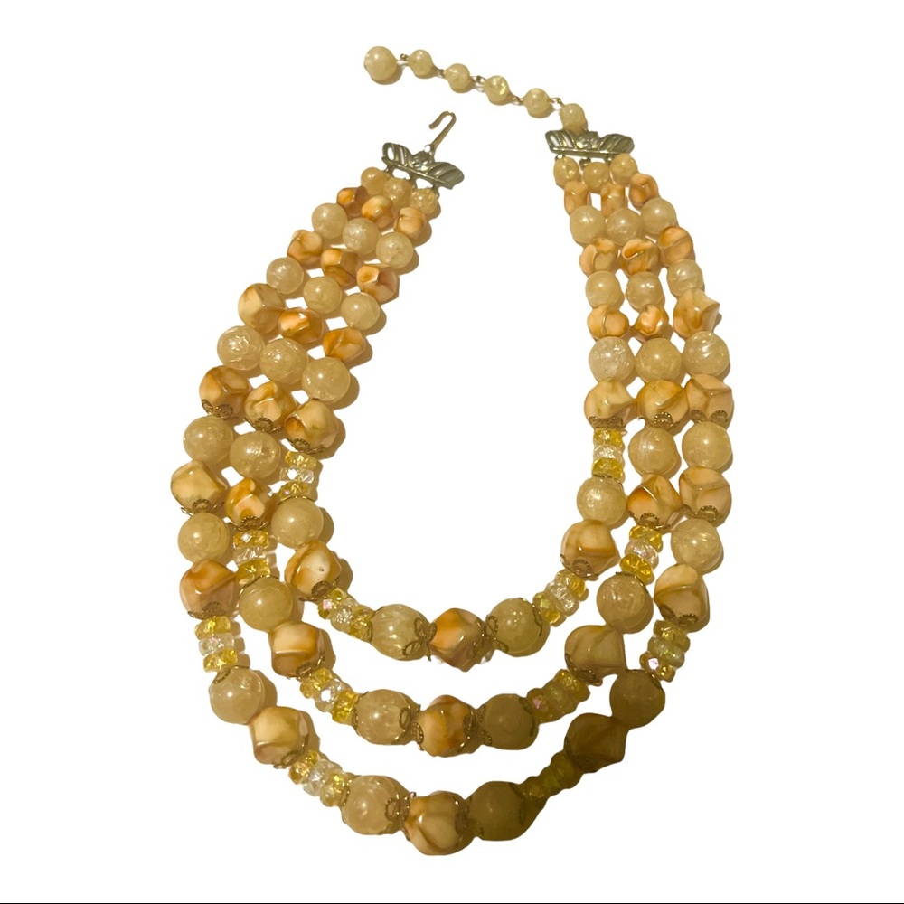 1950’s Multi Strand Beaded Necklace, Neutral‎ Colors
